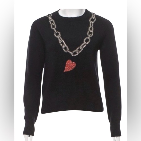 Gucci black wool diamanté heart chain jumper - Picture 1 of 7
